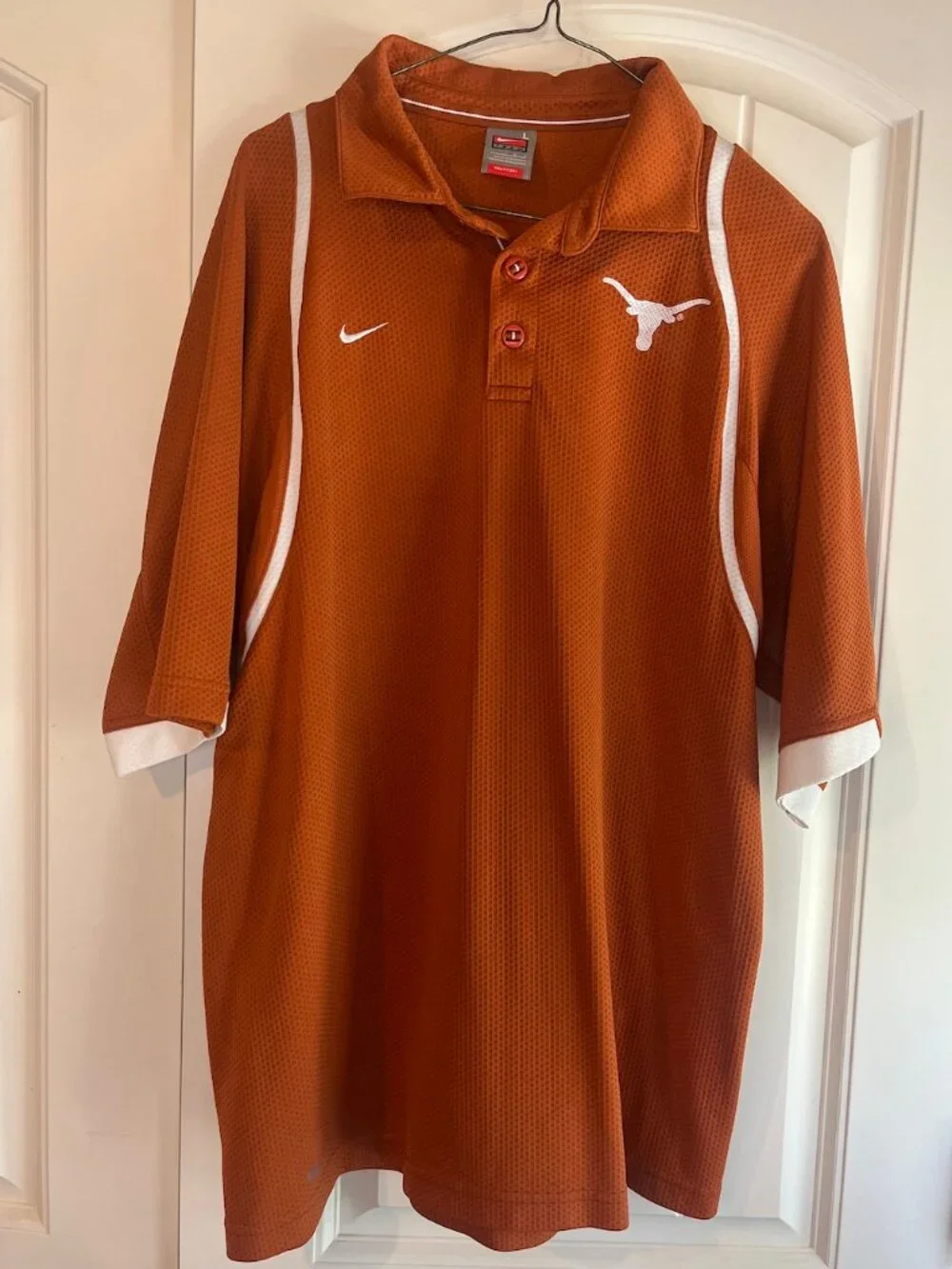 Vintage Nike Team UT Texas Longhorns Polo Shirt Mens Large Burnt Orange Y2K